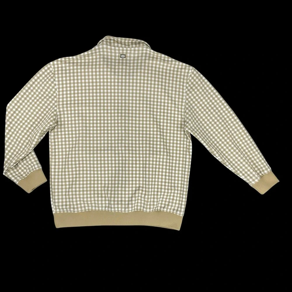 Ecko Unltd Jacket Men 2XL Long Sleeve Full Zip Beige White‎ Check